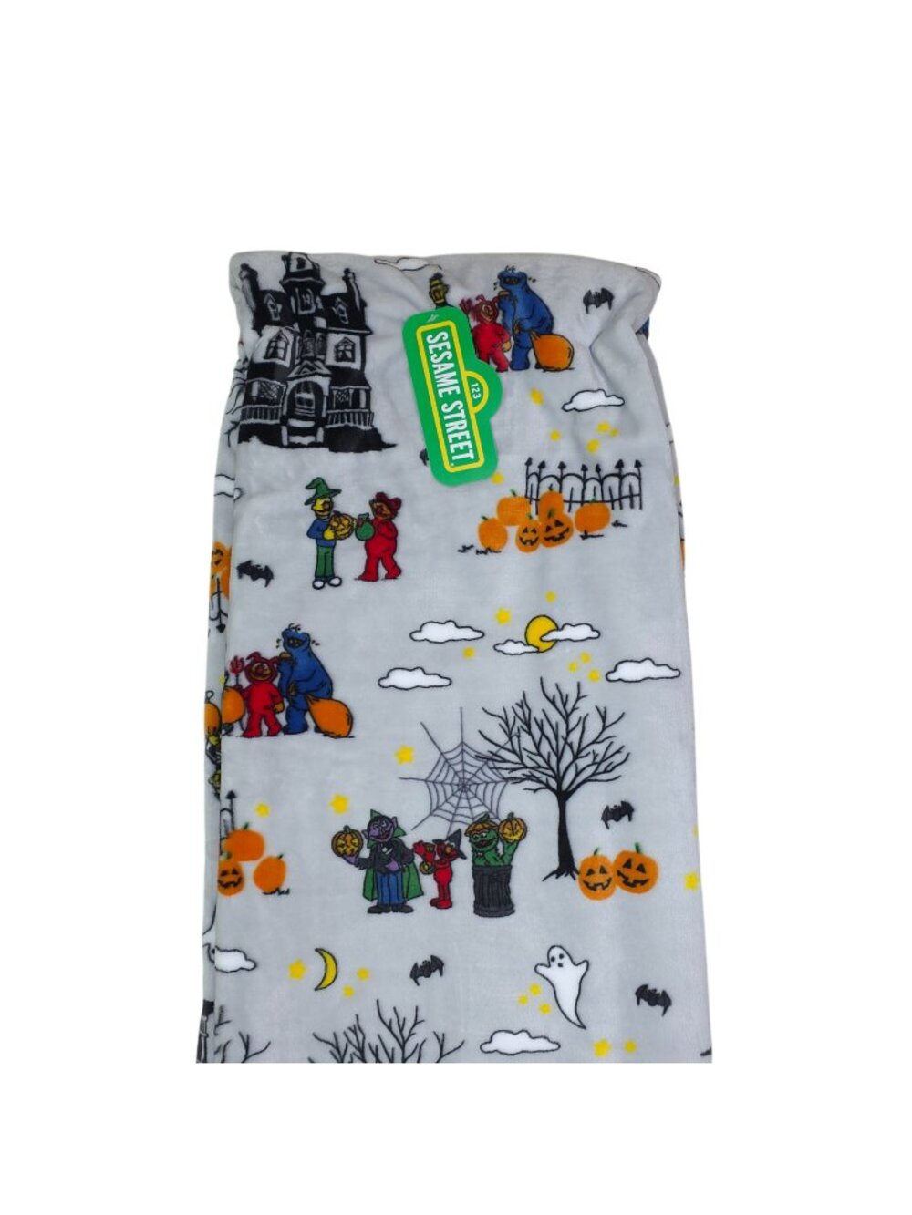 Sesame Street Halloween Decorative Throw Blanket 50" X 60" Soft Polyester Gray